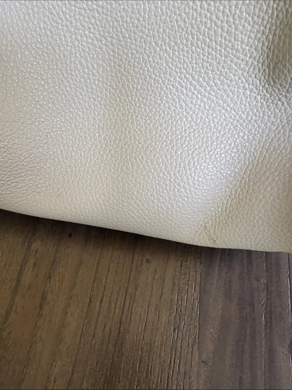 Classic Cream Leather Handbag with Removable Strap